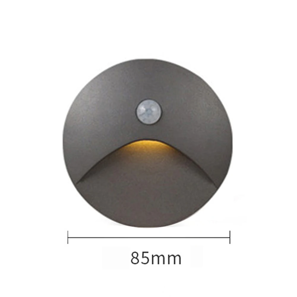 AC85-265V LED Stair Light with Motion Sensor Grey Warm Light 3000k Recessed Wall Light for Step Lighting