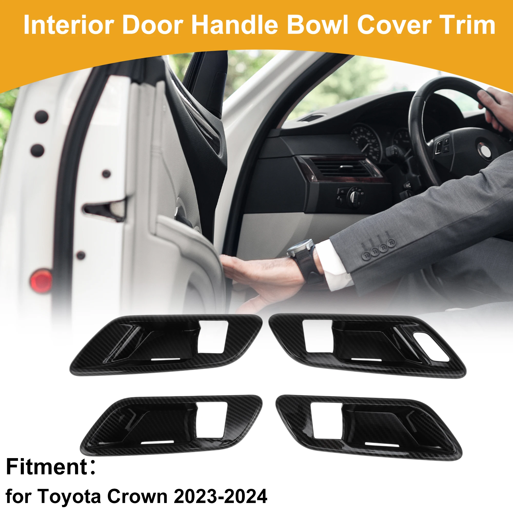 

UXCELL внутренняя дверная ручка, накладка чаши для Toyota Crown 23-24, черное углеродное волокно