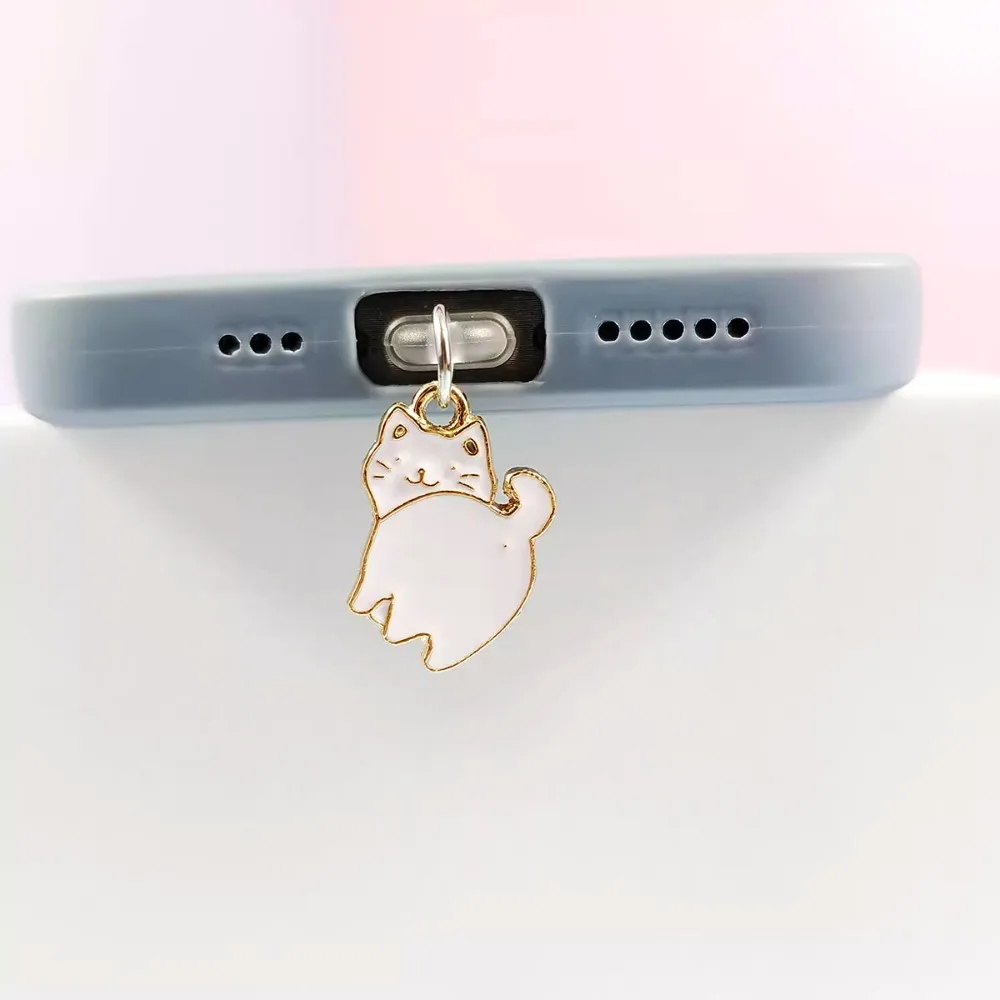 

Naughty Little Cat Dust Plug Cute Phone Charge Port Plug For iPhone Type C Anti Dust Cap Decoration Pendant Birthday Gift