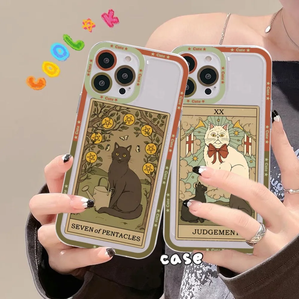 Witches Moon Tarot Mystery Totem Cat Phone Case For Samsung S 20 S 21 S 22 S 23 Lite Plus Ultra Mobile Cover