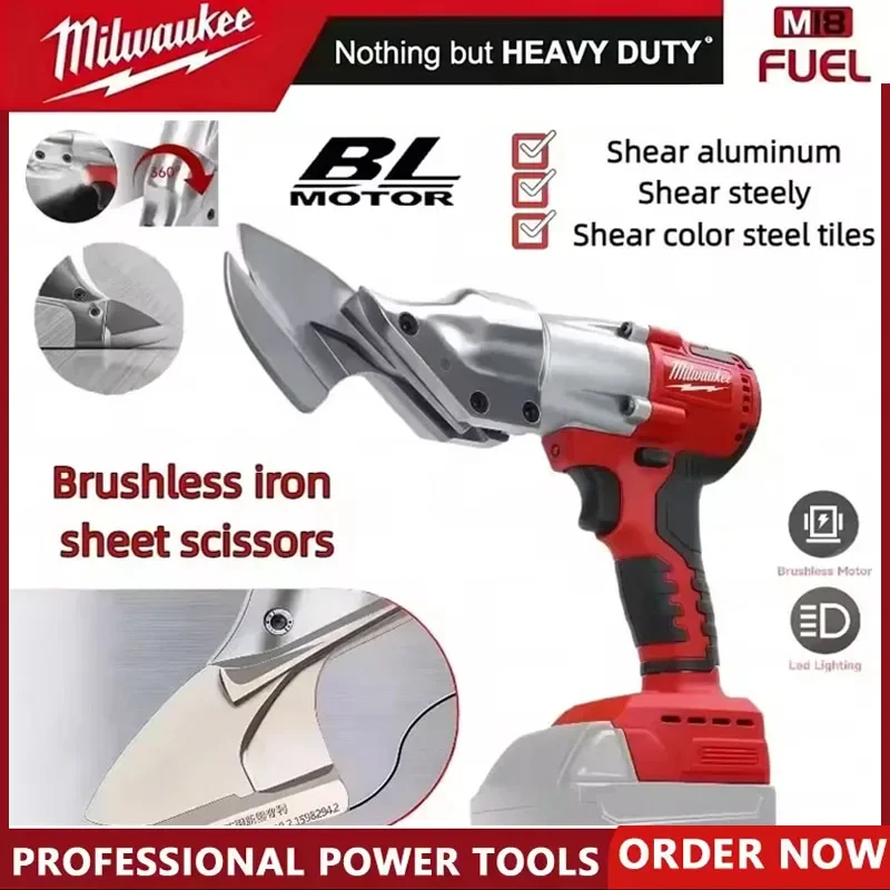 

Milwaukee 400W Cordless Metal Shear Brushless Electric Scissors 2-Variable Speed with LED Light for 18V Battery Power Tool
