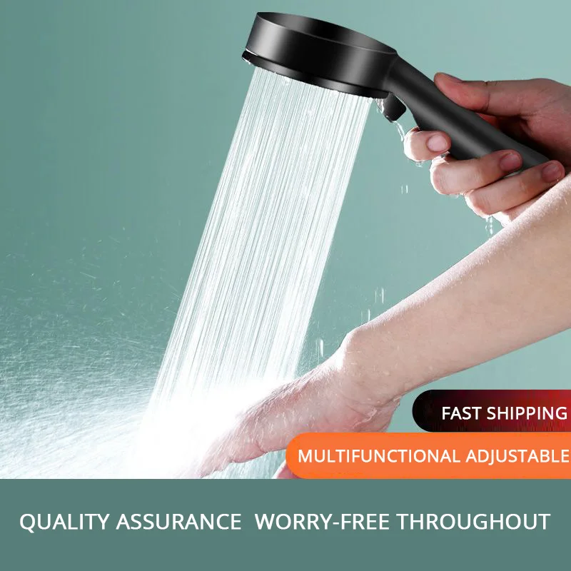 High Pressurized Water Saving Shower Head 5 Mode Adjustable Hand Hold Spray Nozzle Shower Sets Holder Hose Bathroom Accessories