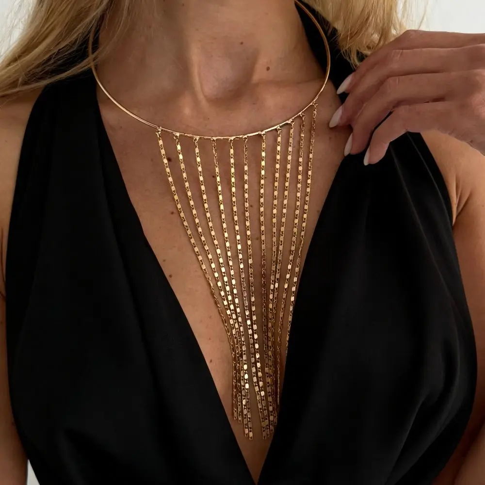 

Simple Bohemian Geometric Circular Collar Silver Charm Gold Jewelry Minimalist Personalized Metal Chain Choker Gift