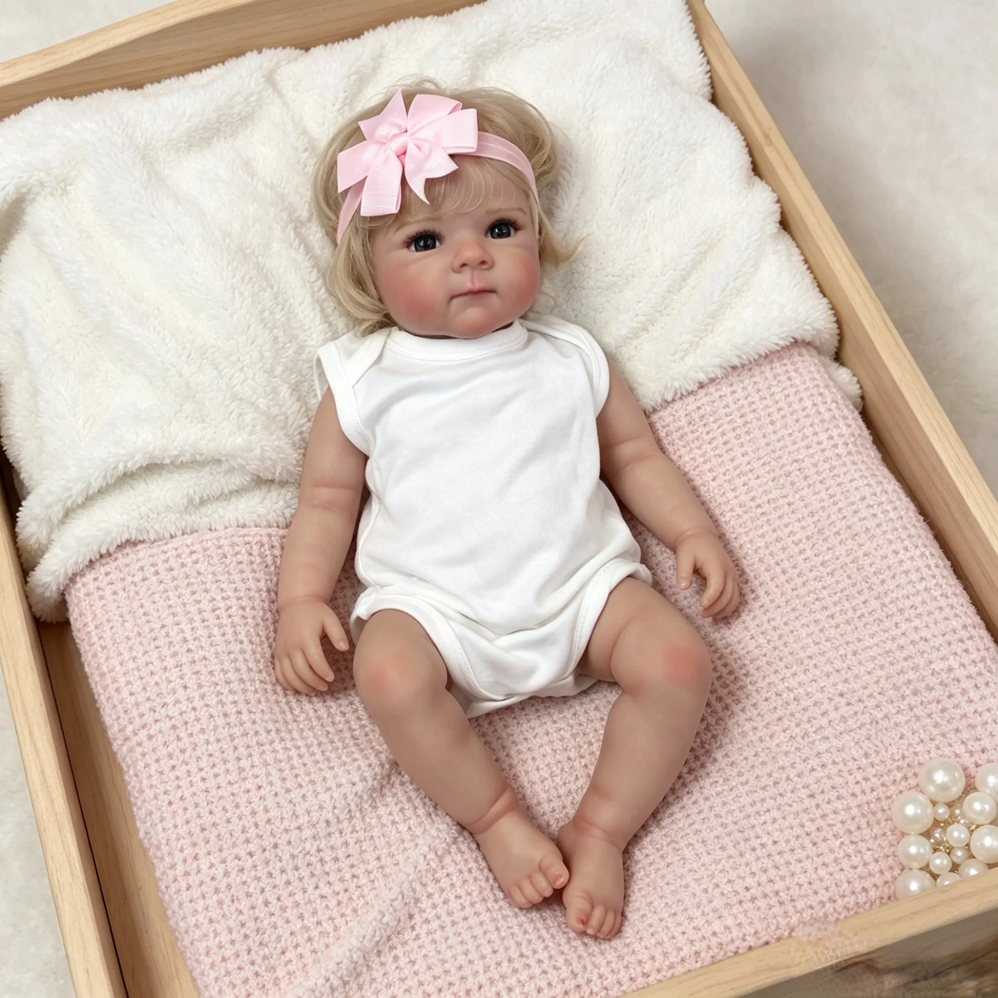 18 Inch Bettie Full Vinyl Reborn Baby Doll Hand Rooted Hair Lifelike Real Touch Factory Painted Collectible Birthday Gift（TT） view 2