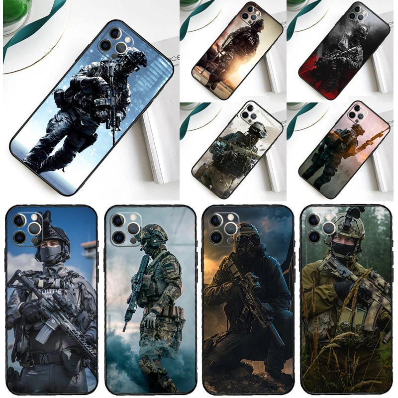 Tactical Swat Gear Pattern Phone Case For iPhone 16 15 11 12 13 14 Pro Max Mini Cover For iPhone 16 15 X XS Max XR Plus Coque