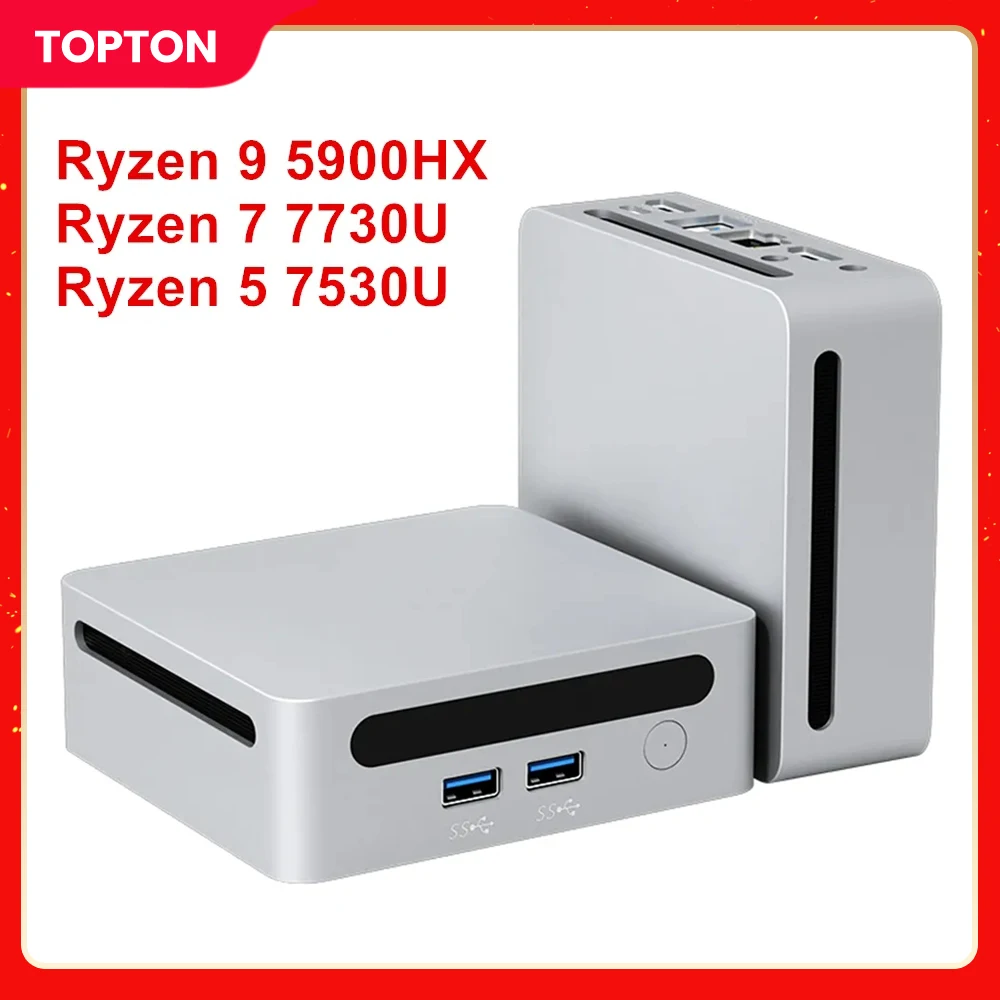 Topton Mini PC Gamer AMD Ryzen 9 5900HX 7 7730U 5800U Windows 11 DDR4 3200MHz Gaming Mini Computer Barebone 8K HTPC WiFi6 BT5.2