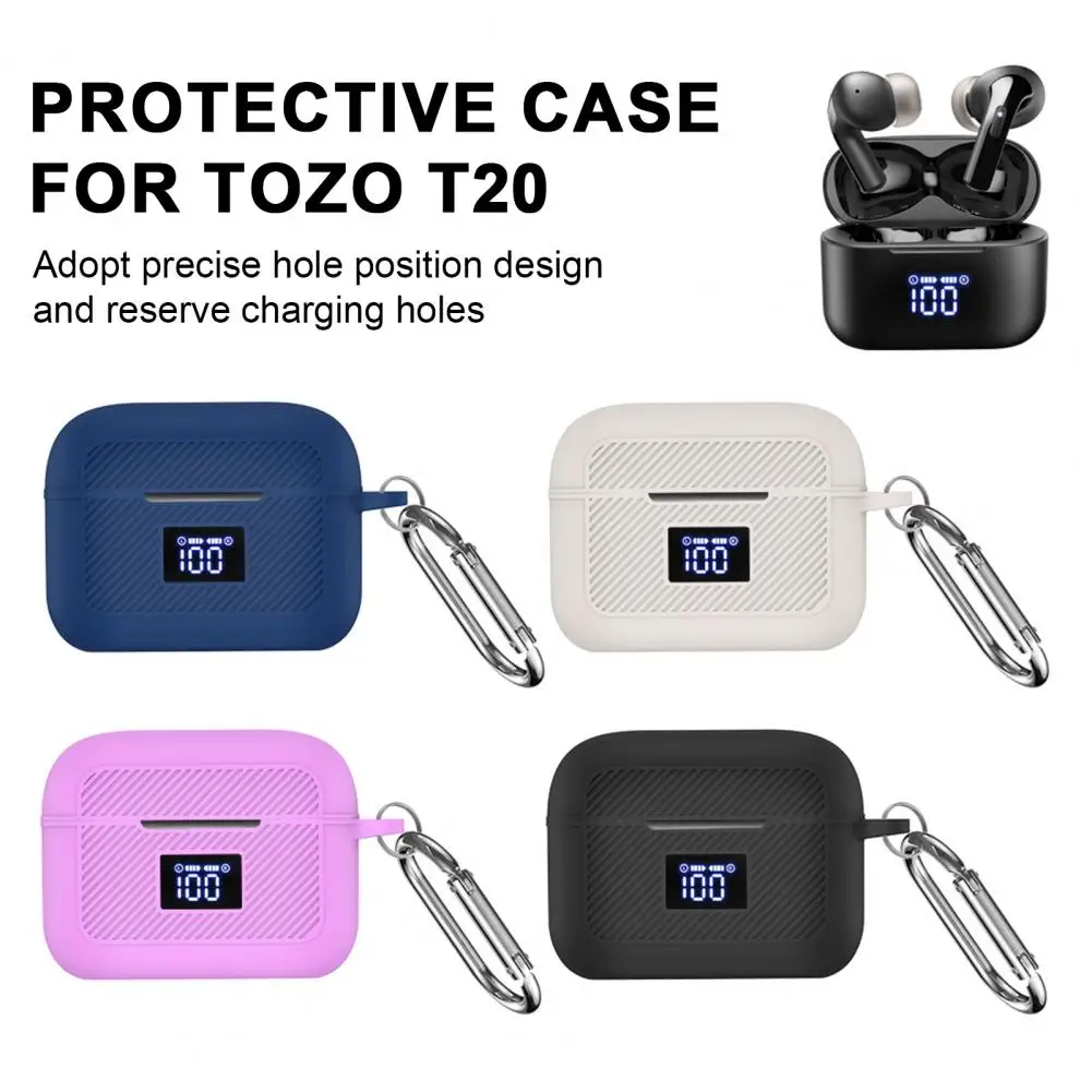 Beschermhoes voor Tozo T20 Robuuste headsethoes Tozo T20 Bluetooth-headset Siliconen beschermhoes met ophanghaak voor volledige