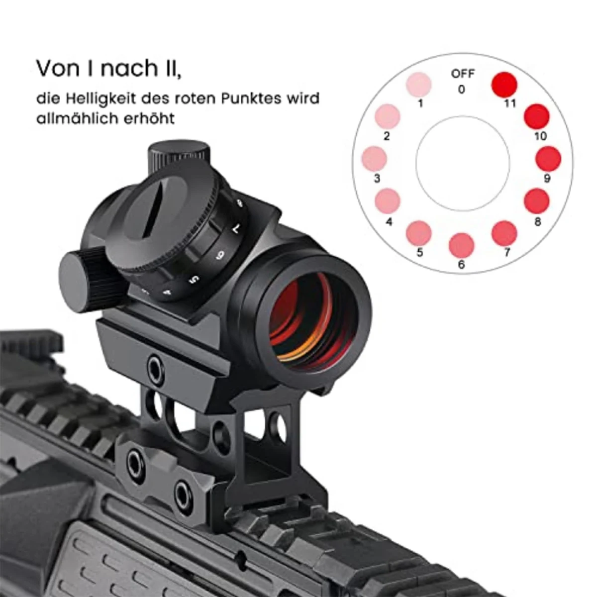 Mira telescópica táctica de punto rojo, mira telescópica MOA de 1x20 RDS-25 para armas Airsoft de 20mm, AR15, M4, M16, AK47