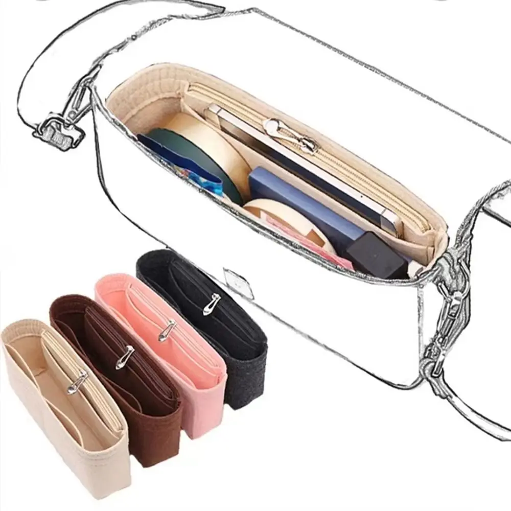 Liner Bag Felt Insert Handbag Organizer Cosmetic bags Multi-Pocket Bag Organizer for Baguette Storage Bag Inner Bag