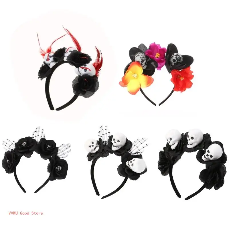 Trendy Halloween Skull Head Headband Hair Band Fashionable Hair Accessories for Women Halloween Decorations