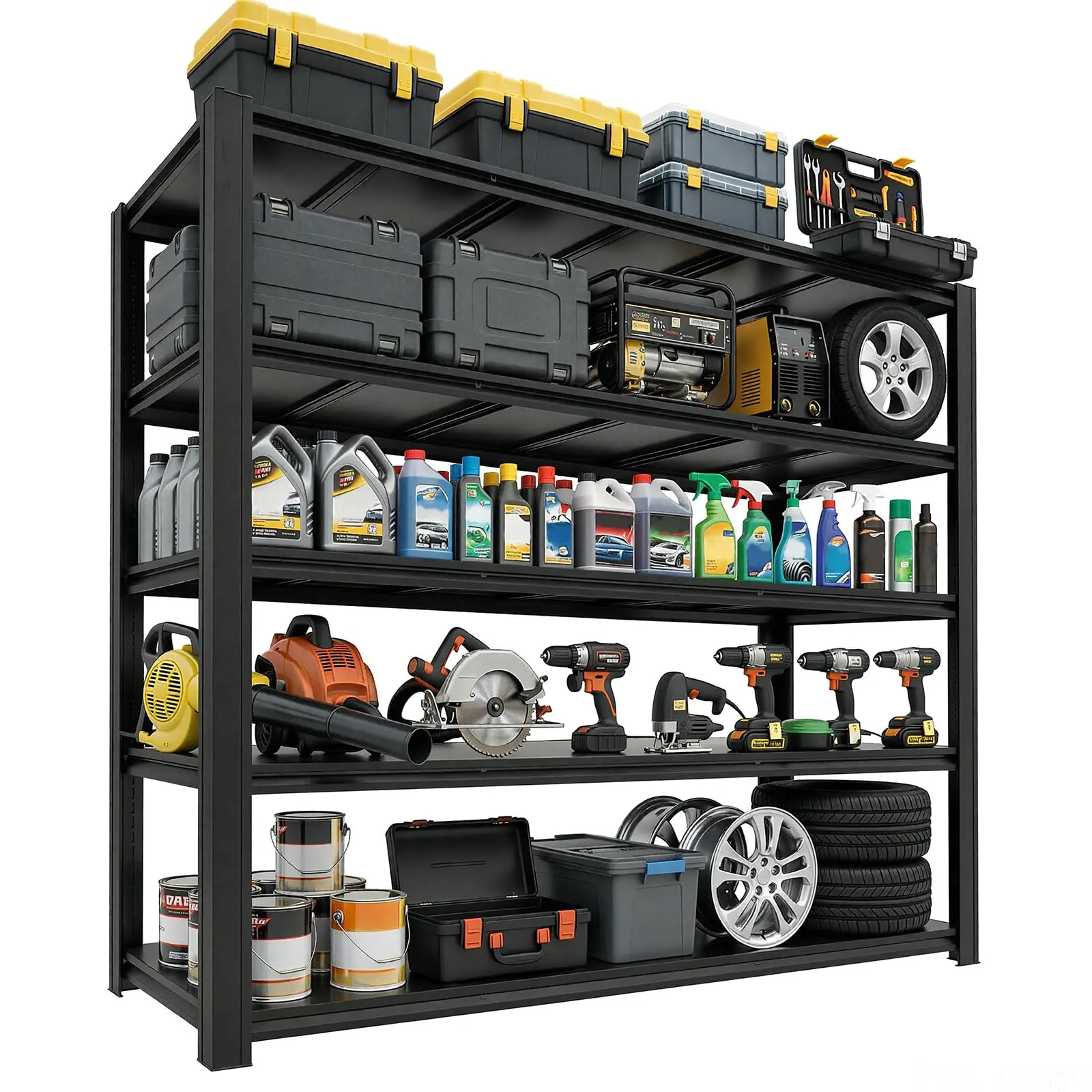 5-Tier Heavy Duty Garage Shelving, 5000LBS Capacity, 84