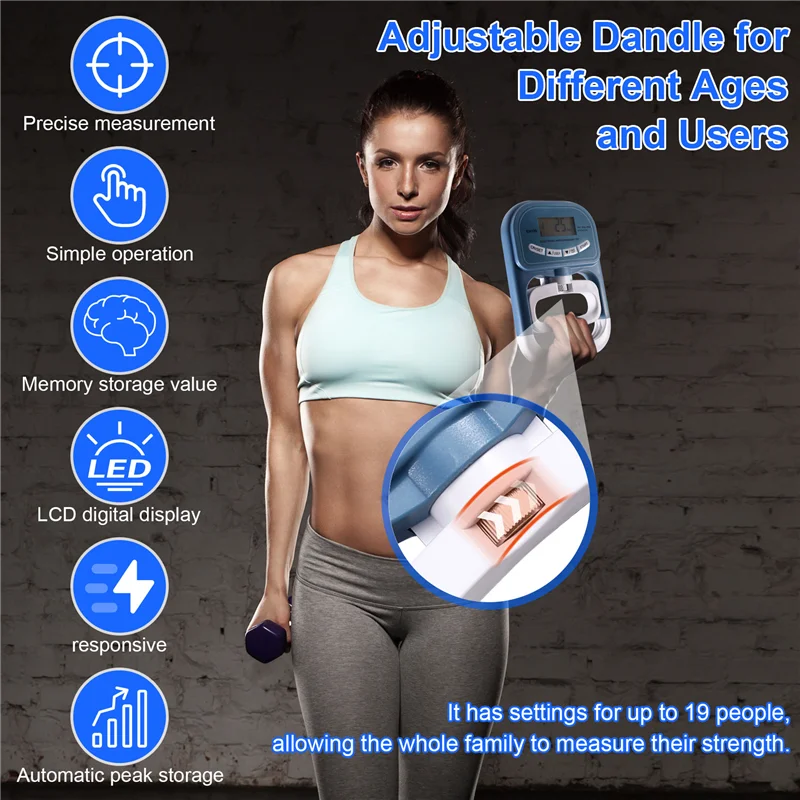 B93B-EH109 Fortschrittlicher Handgriff-Krafttester, digitales Dynamometer, 180 kg/396 lbs maximales Krafttrainingsgerät
