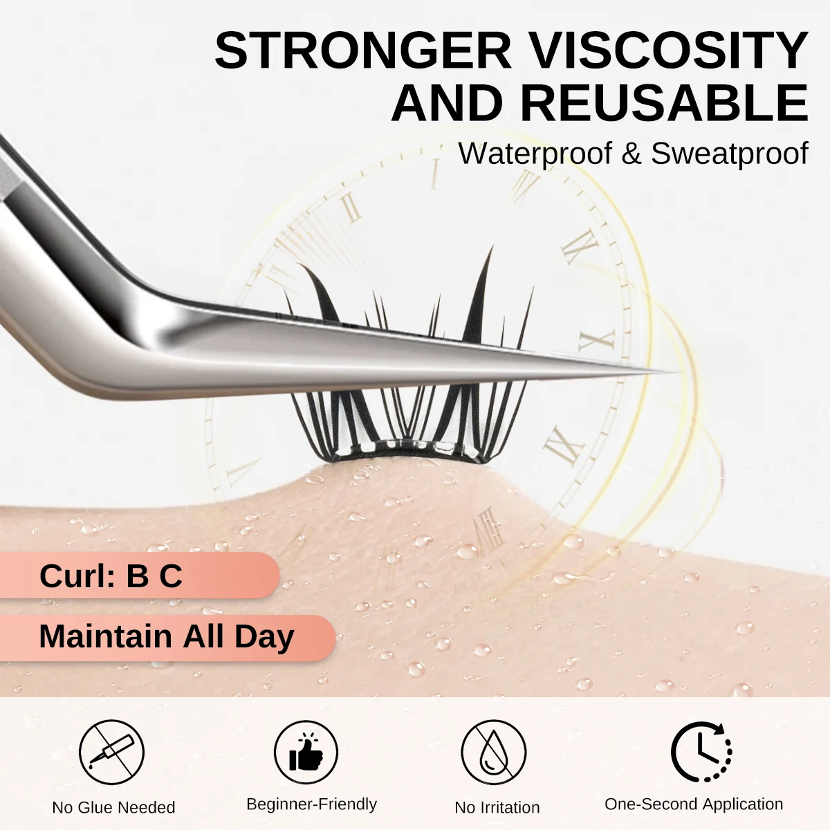 Ensemble de faux-cils auto-adhésifs sans colle, 8-12mm de long, réutilisables, pas besoin de enlever, outil de maquillage, bricolage