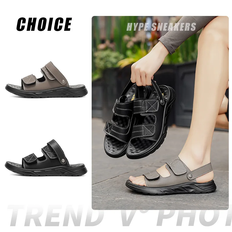 Summer men's comfortable sandals breathable fashion design sense shoes slippers soft sole breathable