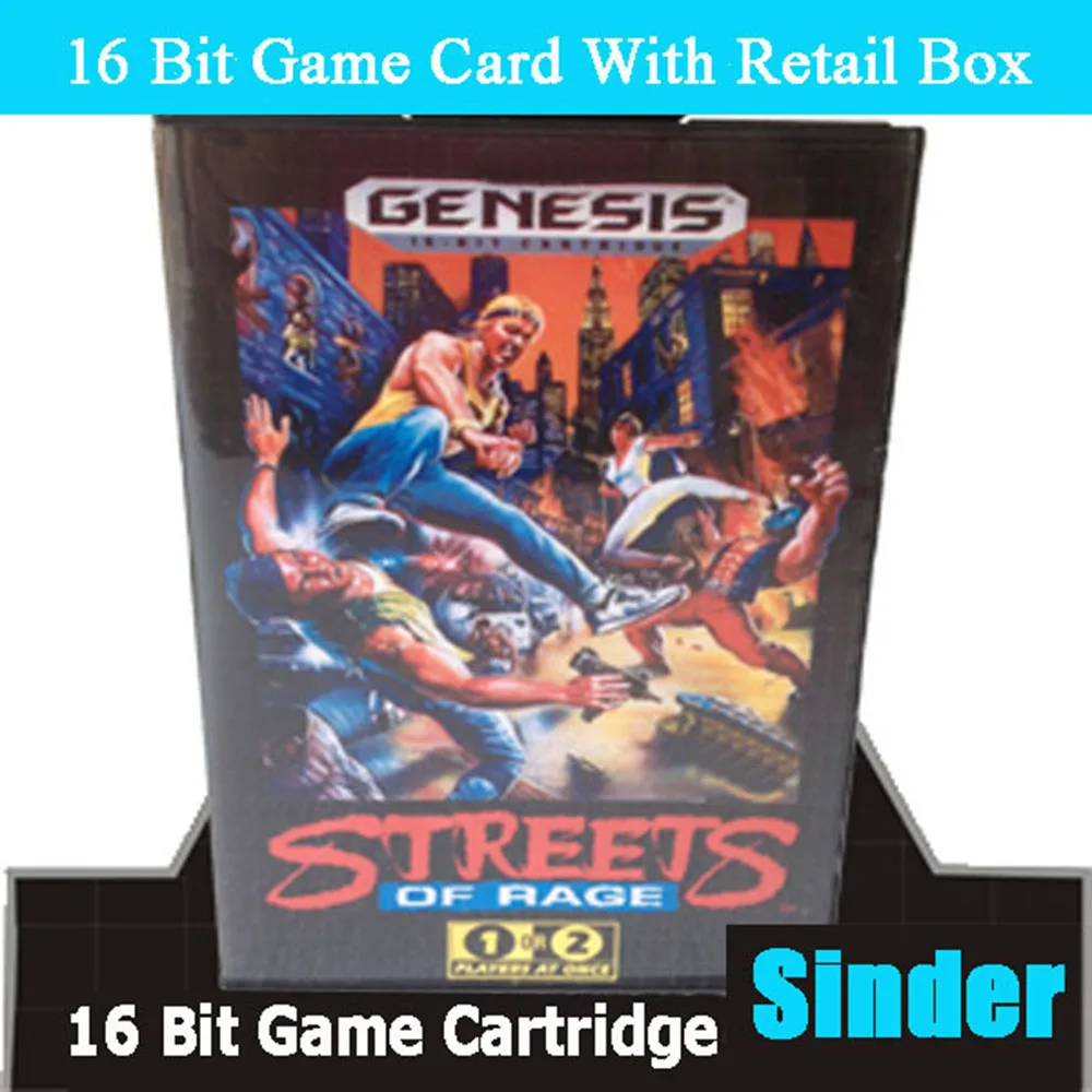Cartucho de jogo Street Of Rage MD com caixa dos EUA para sistema Sega Megadrive Genesis de 16 bits