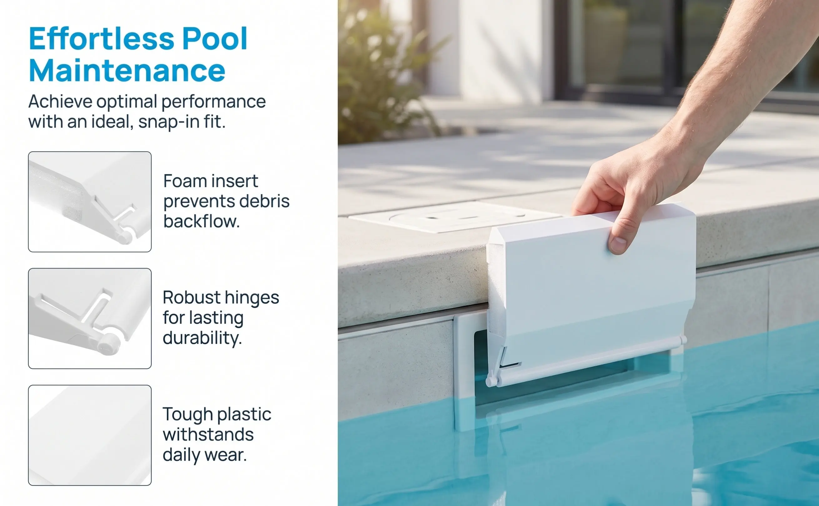 Plastic Skimmer Baffle Plate Replacement Door Flap for Inground Pool Skimmers Prevents Pool Water Backflow Heavy Duty Easy Fit