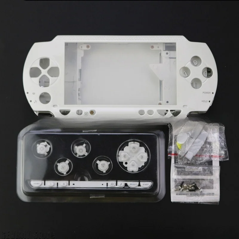 Komplette Gehäusebaugruppe für Sony PSP1000, PC-Vollabdeckungsset mit Tastenaufklebern und Befestigungselementen, Ersatz für Spielekonsole