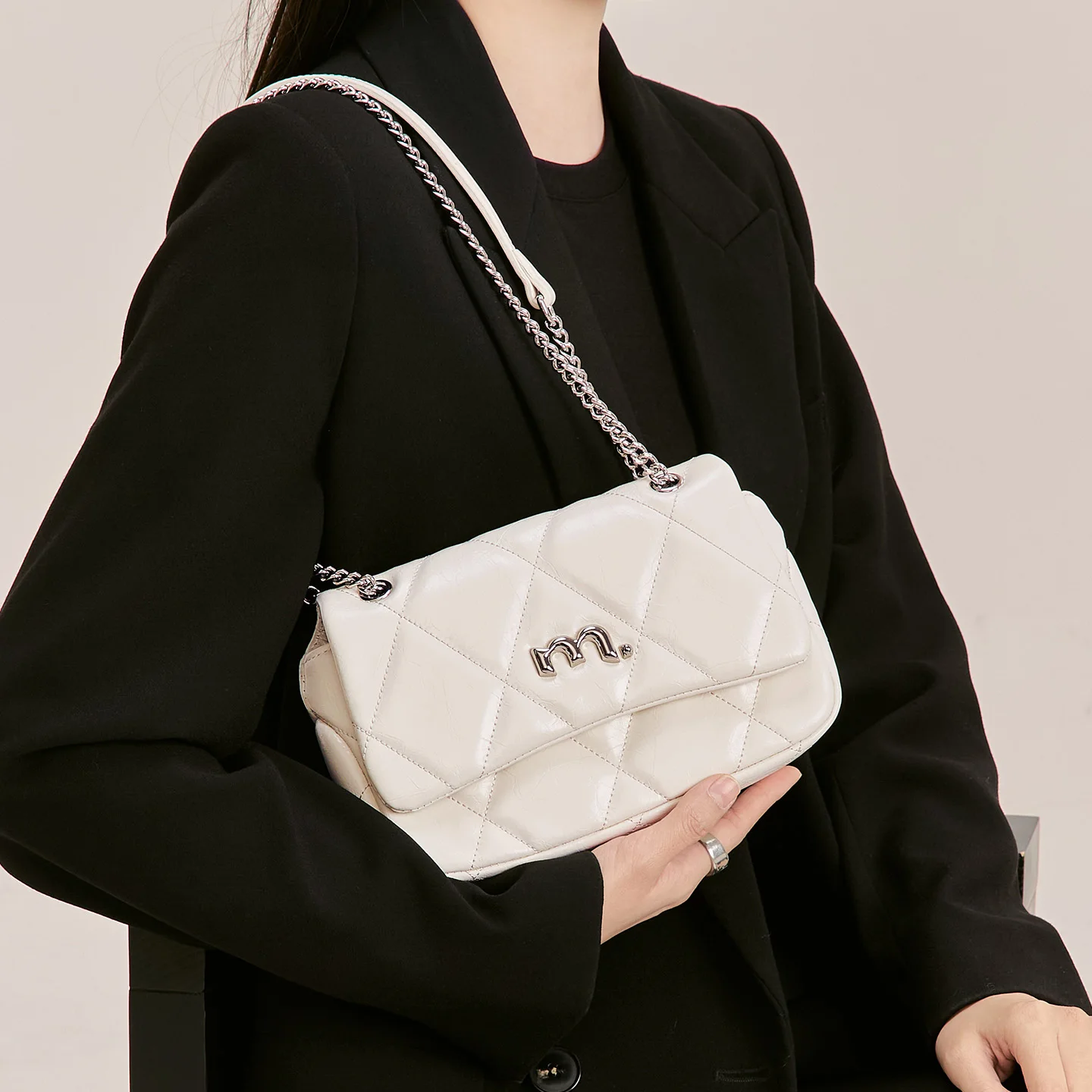 

Ancora white Christmas Chain Bag Quilted Diamond Texture Women’s Small Square Bag Suitable For Holiday Gifts Shoulder Bag