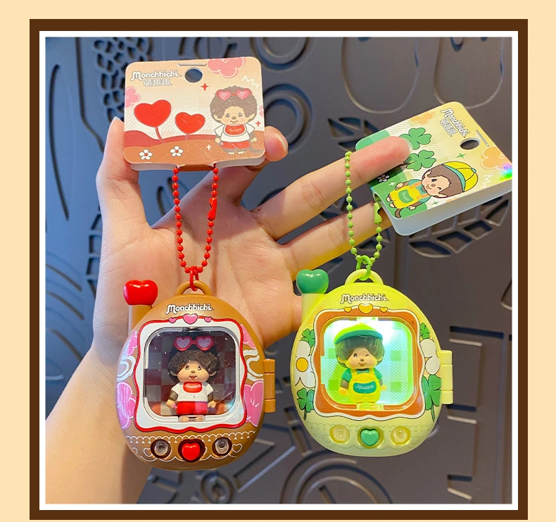 New Cartoon for Monchhichi Keyring glowing doll keychain creative couple backpack pendant gift