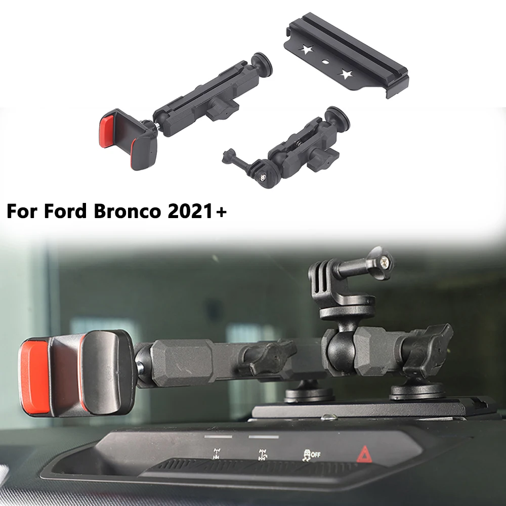 

Center Console (Limited No Speakers) Slide Rail Expansion Phone Holder Bracket for Ford Bronco 2021-2024 Inner Car Accessories ﻿