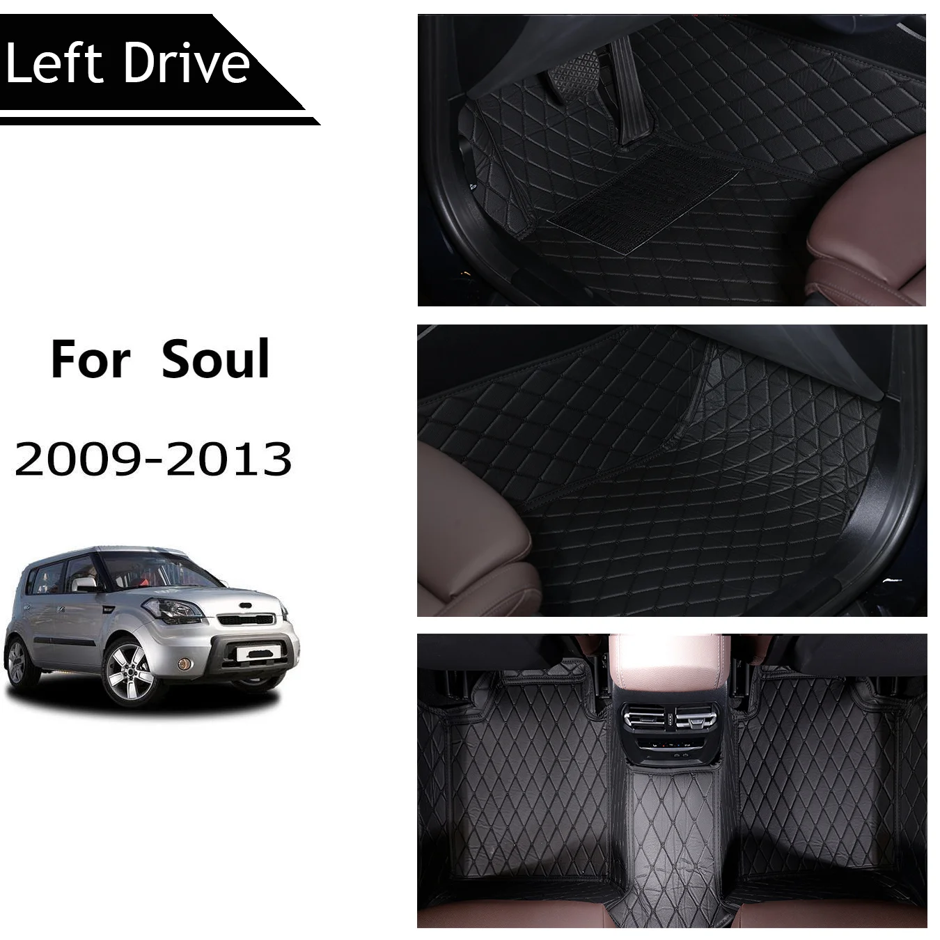 [LHD] For KIA For Soul 2009-2013 Three Layer PU Leather Stereo Full Cover Anti-Slip Car Mat