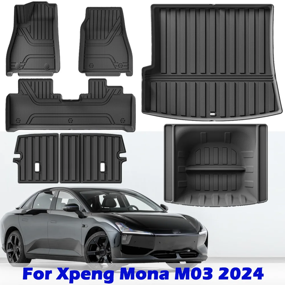 

For Xpeng Mona M03 2024 TPE Floor Mats,All Weather Waterproof Anti-Slip Front Rear Cargo Liner Mat Foot Pads Accessories