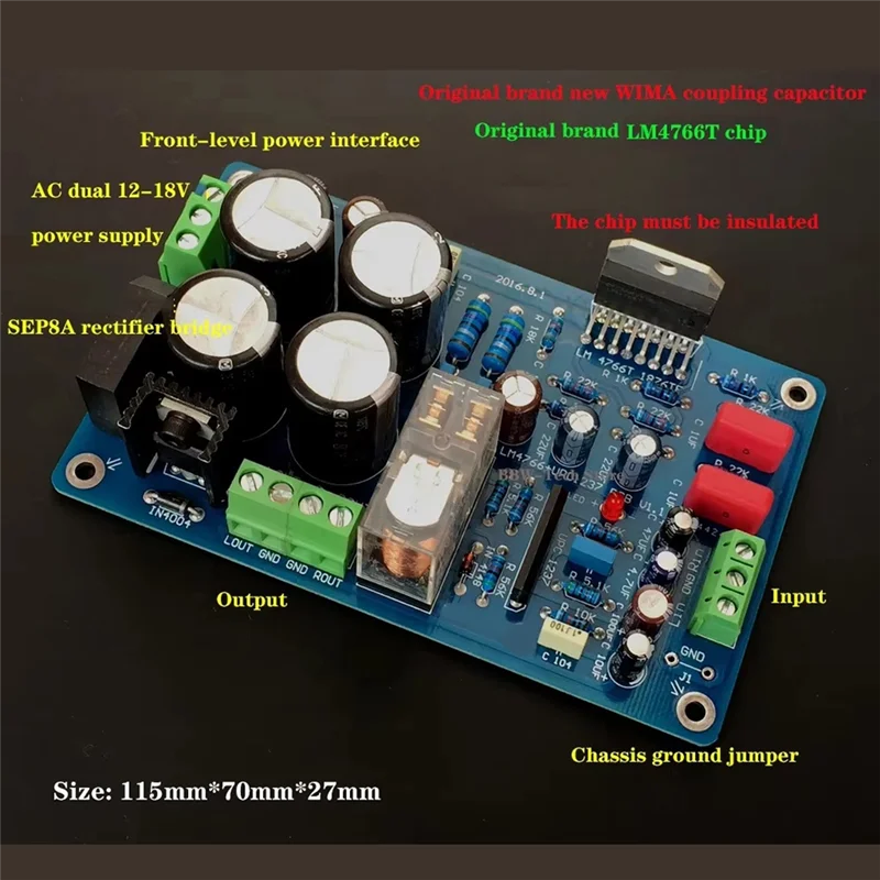 【NEW LISTING】LM4766 Stereo 40W+ 40W Power Amplifier Board Dual 12V-24V 8 Ohms 2.0 Channel With Speaker Protection