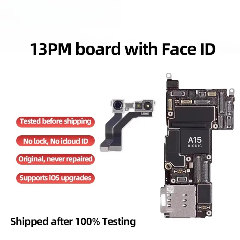 Logic Board for 13 Pro / 13 Pro Max (Dual-SIM or Single-SIM Version) Supports IOS Updates Unlocked Features Face ID Unlock