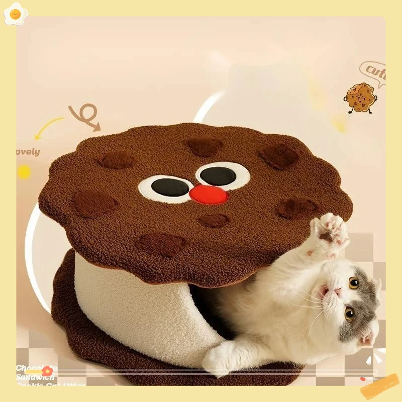 

New Sandwich Biscuits Nest Autumn/Winter Cold Protection Cat Sleep Closed House Cat Bed Pet Nest Dog Nest Supplies