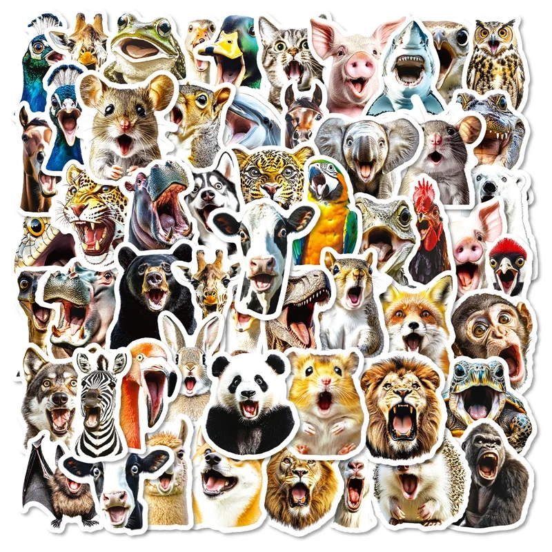 

10/30/56PCS Cartoon Surprise Animal PVC Sticky Sticker Aesthetic Colored Children's DIY Decoration Scrapbooking School Supplies