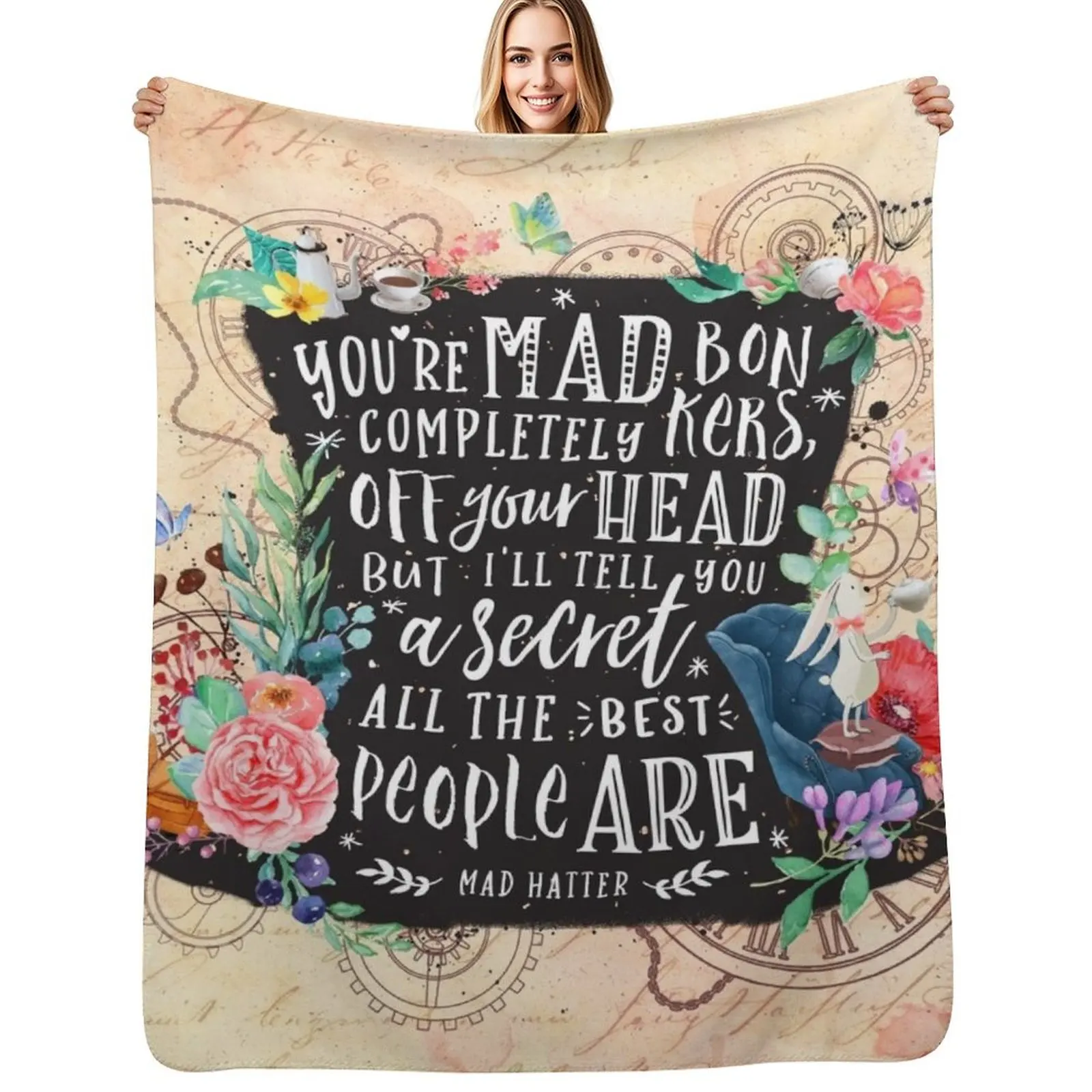 Mad Hatter Throw Blanket Soft Cozy Blanket for Pet Kids Adults