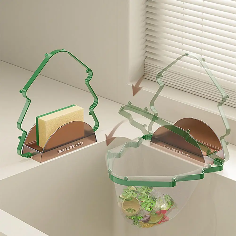 

Угловой органайзер для раковины, складная угловая стойка для фильтра для раковины с 50 фильтр-мешками, многофункциональный кухонный аксессуар для слива