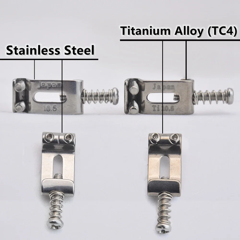 1 Set 10.5MM/10.8MM/11.3MM Stainless Steel / Titanium Alloy (TC4) Electric Guitar Bridge Saddle for Fende.r ST