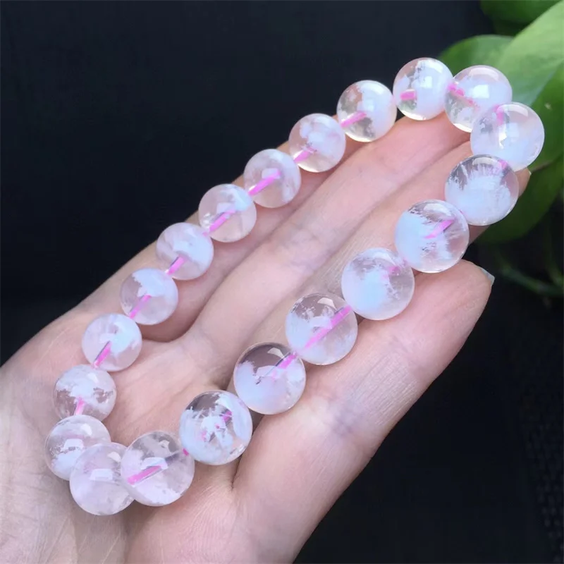 10MM Natural Snowflake Garden Quartz Bracelet Jewelry For Woman Man Lucky Gift Energy Crystal Round Beads Strands