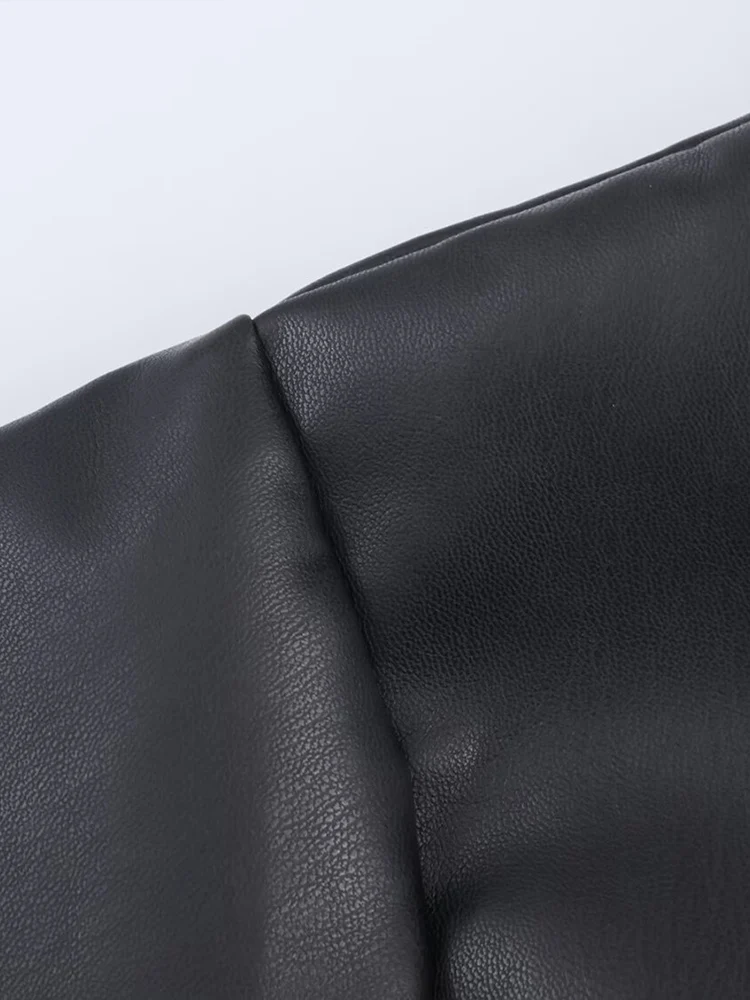 ヨーロッパ風の新しいレディースファッション、多用途、エレガント、スリム、フェイクツーピーススプライス ​ ​ フード付きの革製ジャケット。