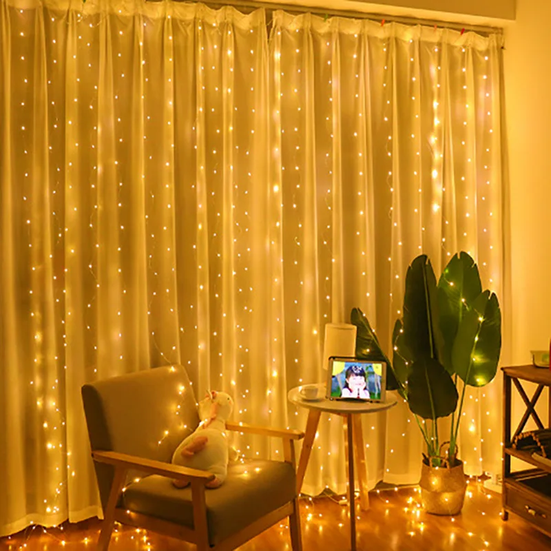 4/6M/8 Mode Curtain Garland on The Window USB Power Fairy Lights Festoon with Remote New Year Garland Led Lights Christmas Decor