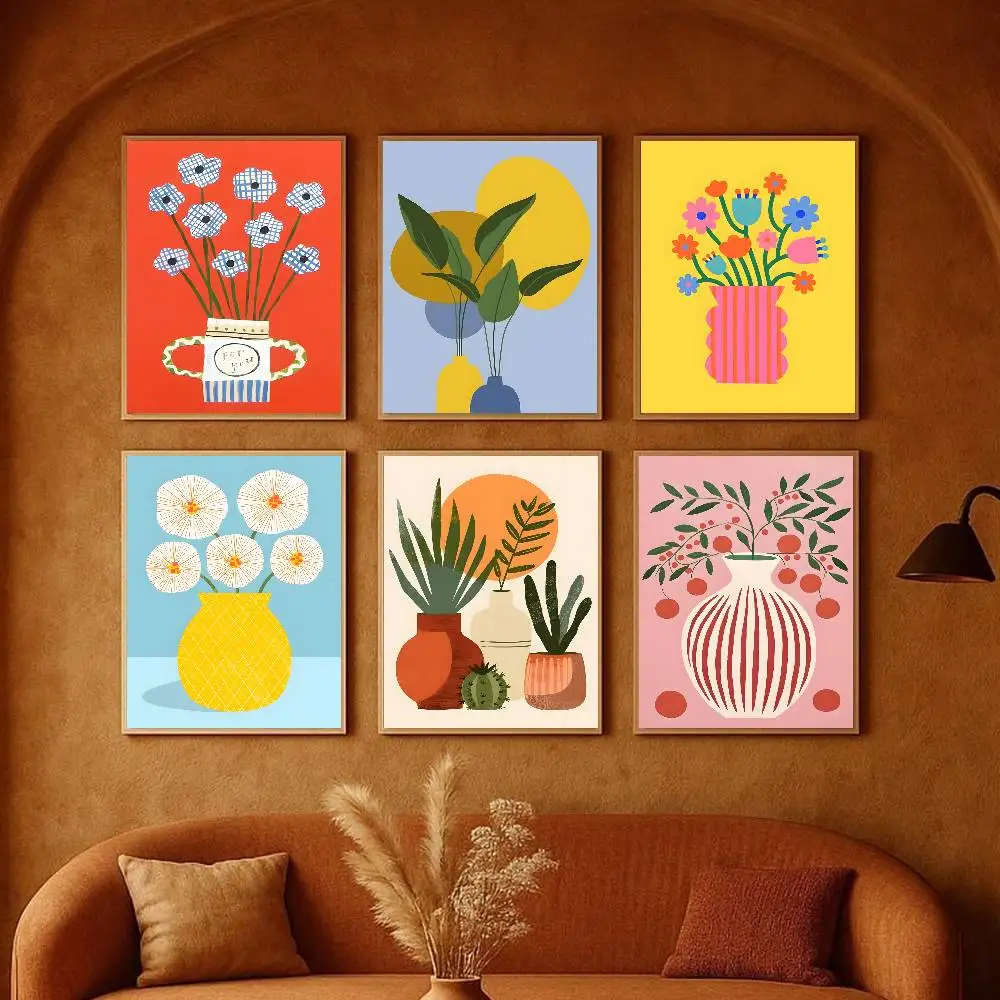 Modern Flower Market Vase Floral Plant Canvas Poster, Unframed  Abstract Flowers Wall Art Prints for Living Room & Bedroom Decor