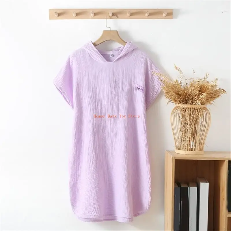 

J0PF Sleeveless Bathrobe Lazy Wearable Blanket Solid Color Hoodie Bath Towel for Kids
