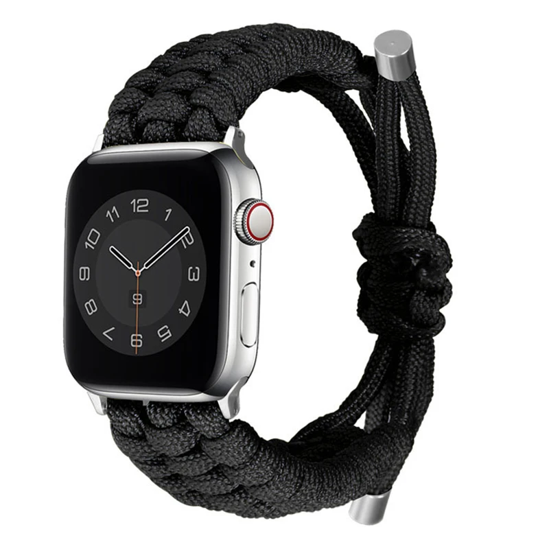 Nylon Woven Strap For Apple Watch Band 7 41mm 45mm Paracord Wrist Watch For iWatch SE654 40mm 44mm 38mm 42mm Sport Bracelet Band