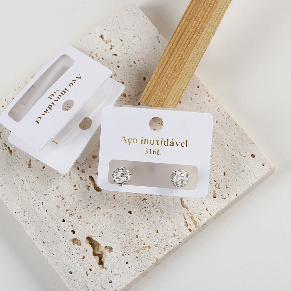 

50PCS Gold Foil Stamped PVC Display Holder Packing Card For 316L Stainless Steel Earrings Ear Studs Packages DIY Jewelry Supply