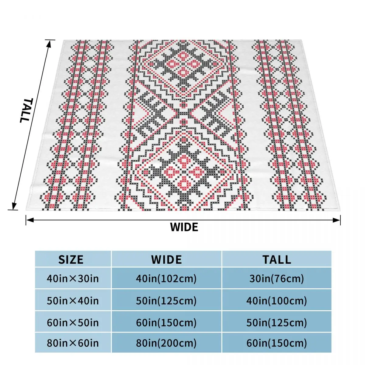 Ukrainian Embroidery Blanket Fleece Spring Autumn Vyshyvanka Folk Ethnic Ornament Soft Throw Blanket for Bed Office Rug Piece