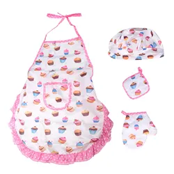 4-delige kook- en bakset voor kinderen, inclusief schort voor kleine meisjes, koksmuts, voor peuteraankleden