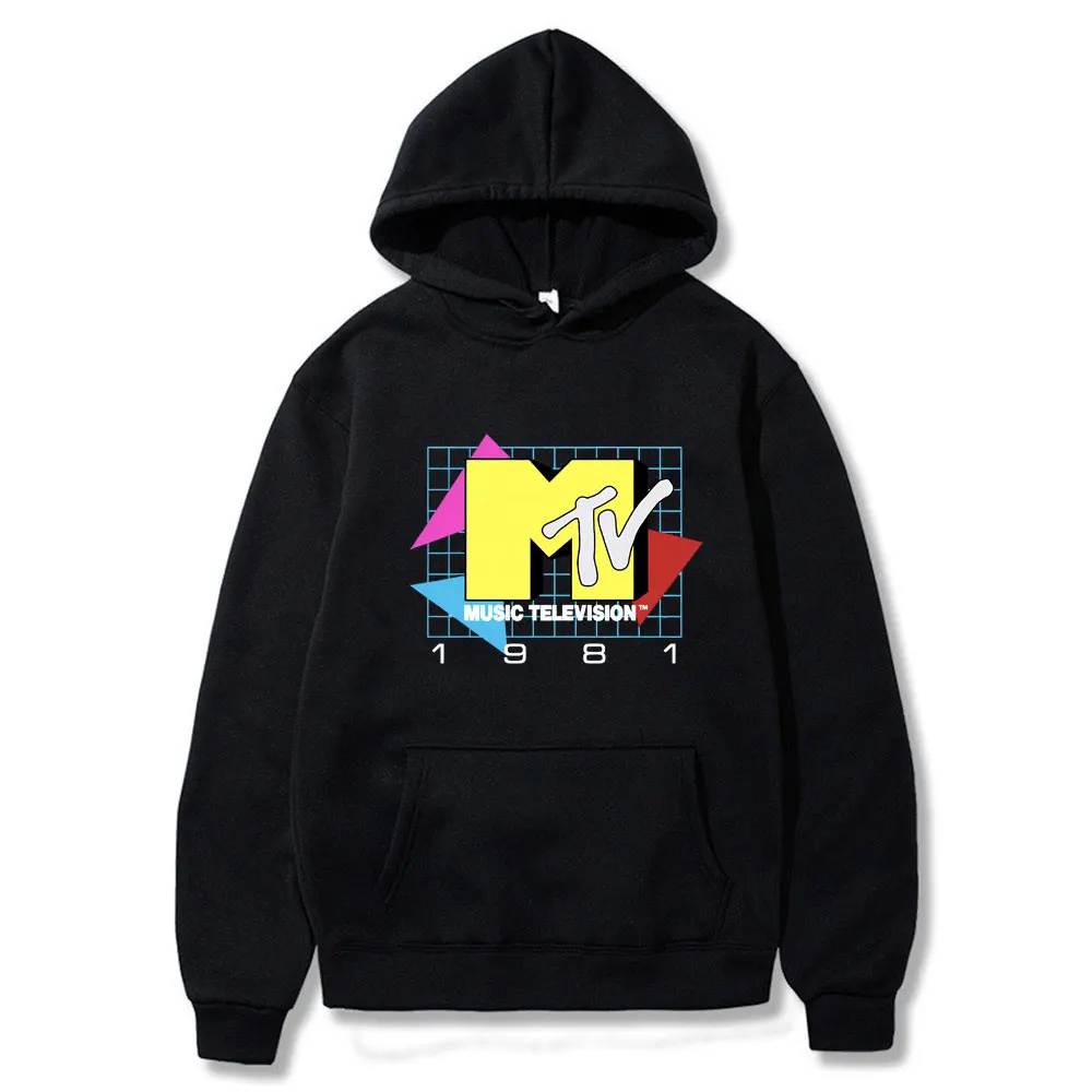 

MTV Music Television 1981 Graphic Hoodie Men Women Vintage Oversized Hooded Sweatshirt Male Fashion Casual Long Sleeve Hoodies