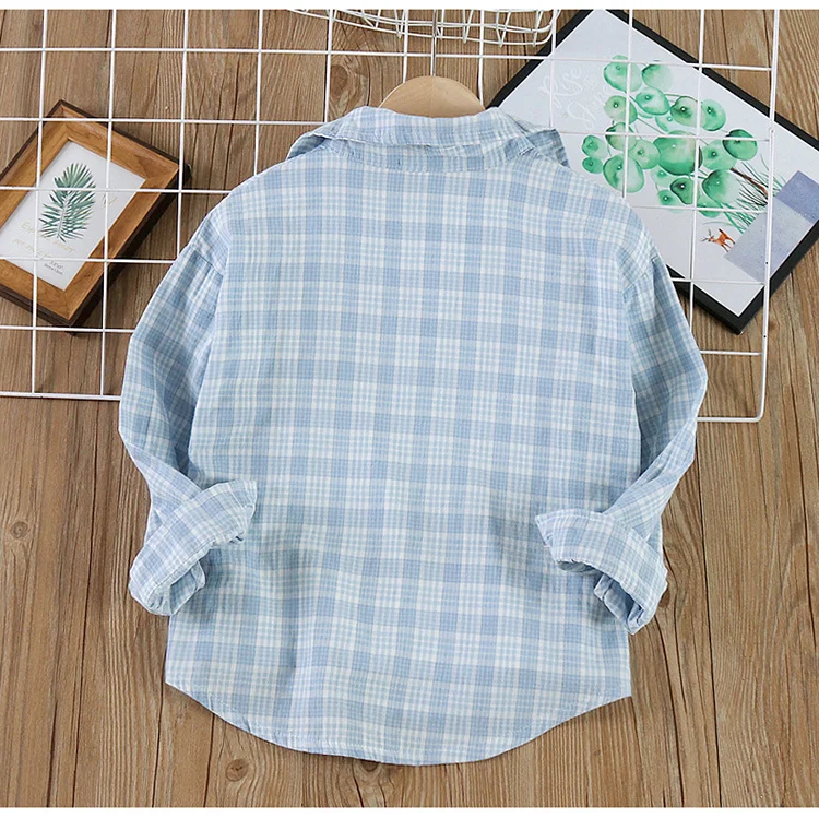 Neues Frühlings-Baumwoll-Langarmhemd für Jungen, Modische High-Street-Oberbekleidung, Oberteile für Teenager, Kariertes Streifenhemd, Alter 5-14 Jahre – Detail 26