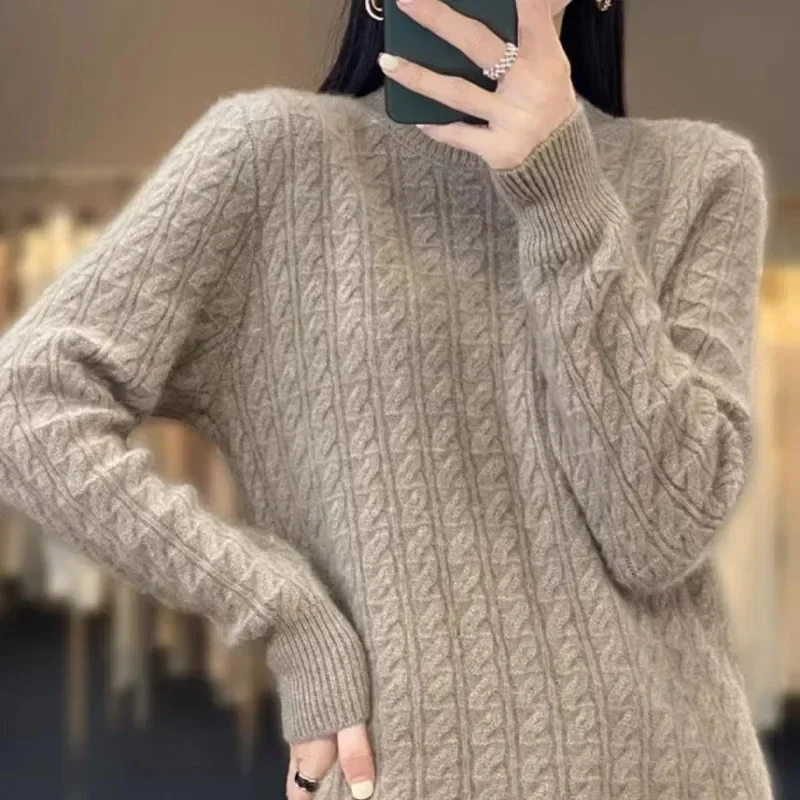 

Solid color Pullover Loose Sweater Women Autumn Winter Jumpers Knitwear Soft Warm Tops Femme Comfortable Basic tops high-necked