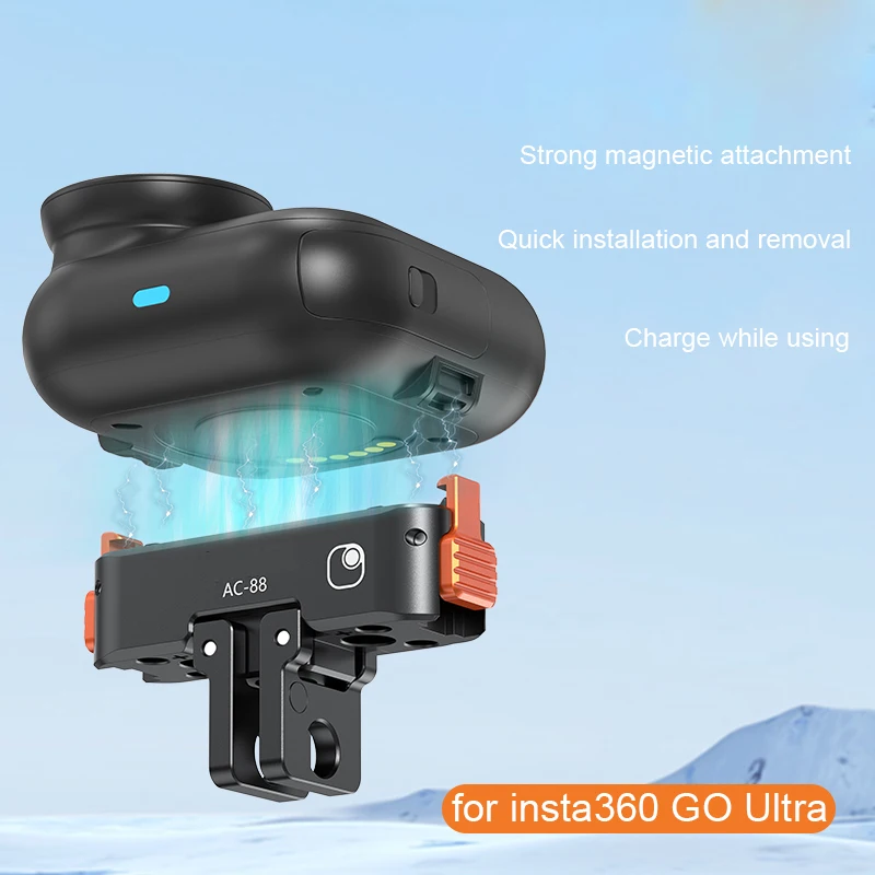 

Aluminum Alloy Quick Release Charging Mount with Magnetic Attachment Type C Port 1/4 Screw Adapter for Insta360 GO Ultra