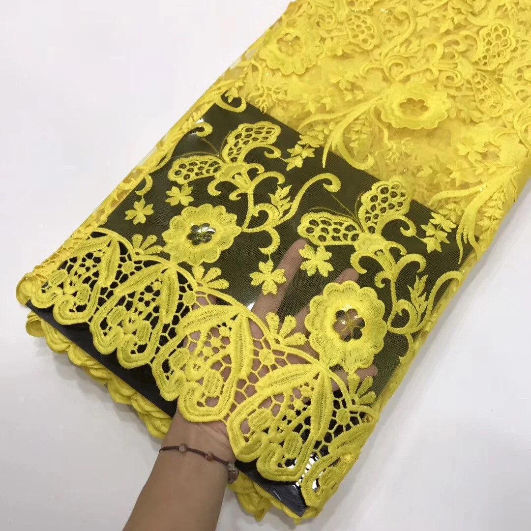 

Gold Latest African Lace Fabric 2021 Tulle Lace Fabric With Beads High Quality African Nigerian Women For Dress