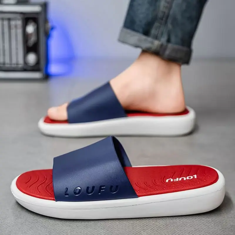 

Мужские летние новые домашние тапочки One Word на мягкой подошве, нескользящие амортизирующие спортивные пляжные тапочки на открытом воздухе, тапочки для ванной комнаты