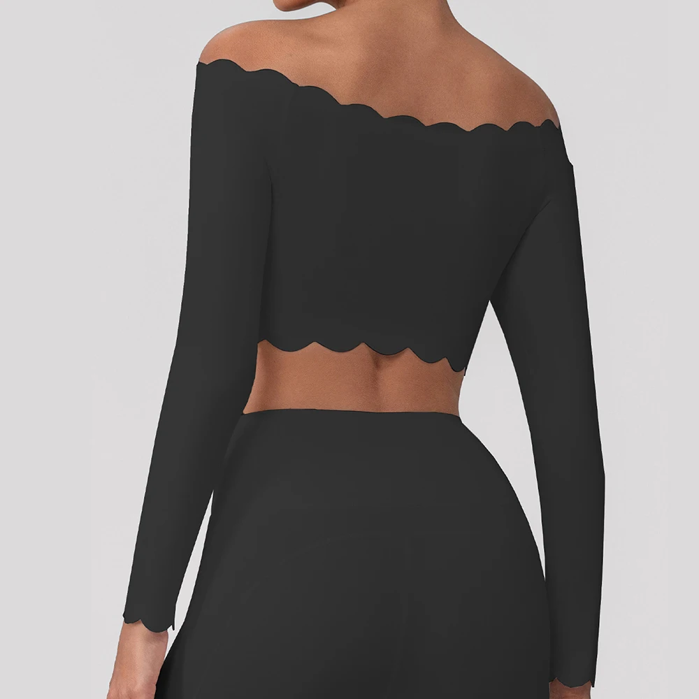 مثير واحد الكتف طويلة الأكمام النساء اليوغا قمصان المحاصيل الأعلى طويلة الأكمام للنساء اليوغا الرياضة اللياقة البدنية الصالة الرياضية الملابس تجريب القمم