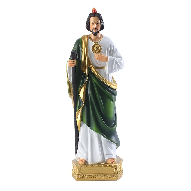 

Christmas hand-painted classical green robe figure with crutches Jesus ornaments desktop decoration holiday gift resin crafts